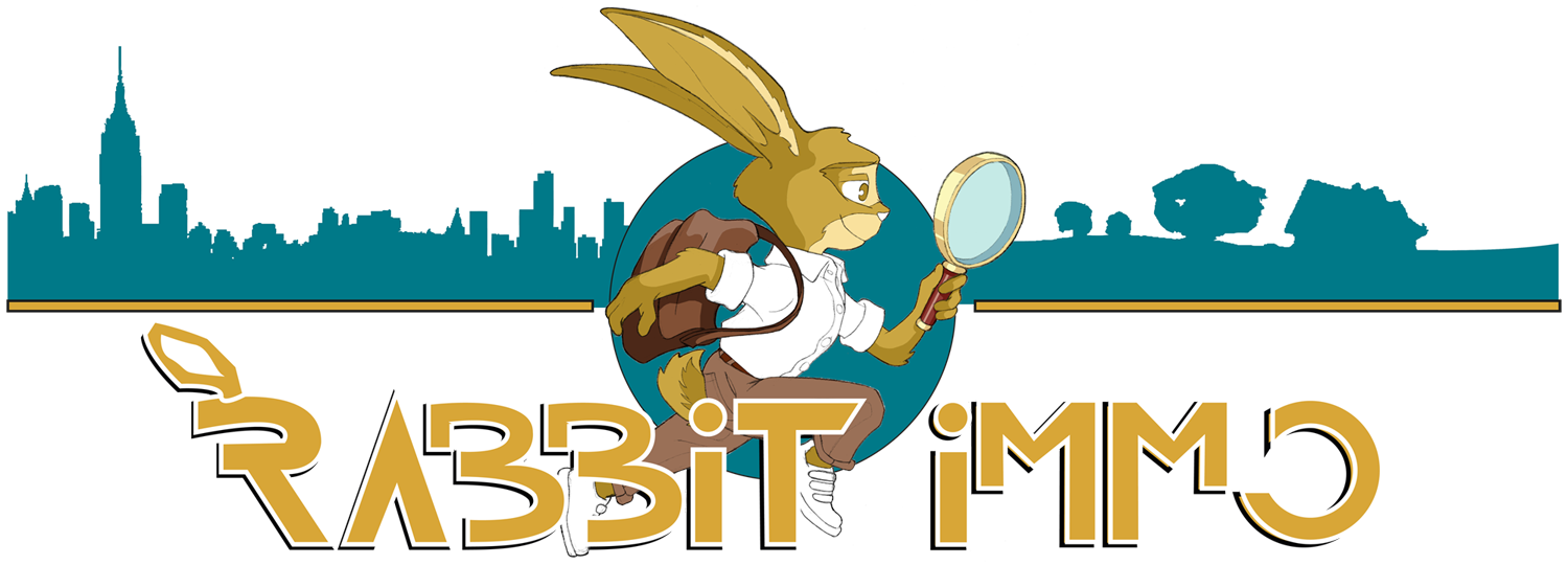 Lapin géant qui cours sur une petite terre ronde avec des villes et des villages